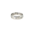 14K white gold comfort-fit band with beveled edges and eight flush-set round brilliant diamonds.